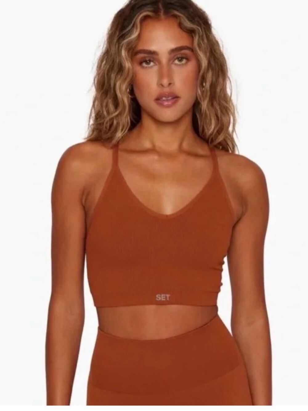 SET Active sculpt flex ribbed v crop top